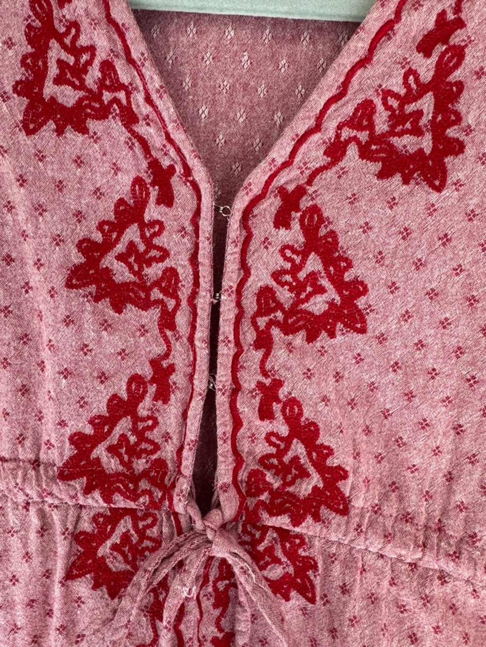 Prairie Dress Pink Embroidered Maxi Dress with Red Trim. Costume. Women’s Medium - Picture 4 of 10